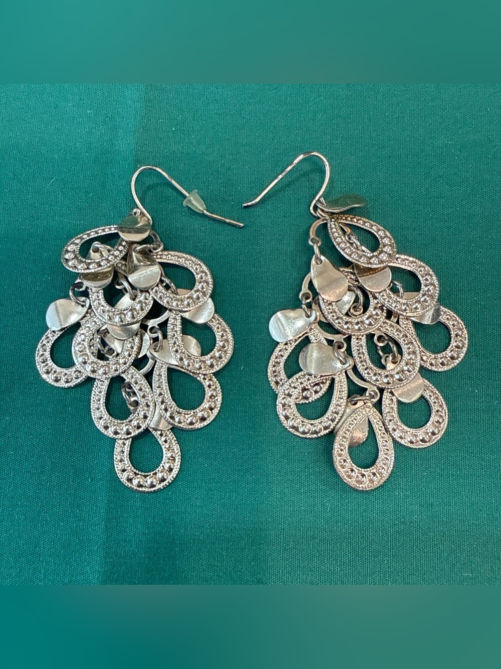 Goldtone Multitiered Teardrop Chandelier Pierced Earrings 20D